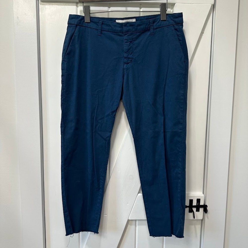 Frank & Eileen Womens Pants Size 12 Wicklow Italian Chino Deep Sea Blue NEW